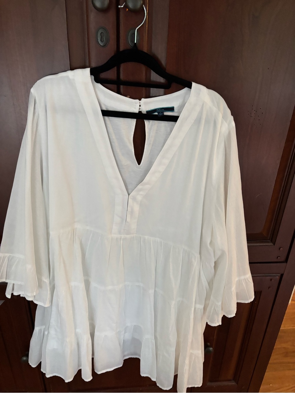 Shore White V-Neck Tiered Women's Dress